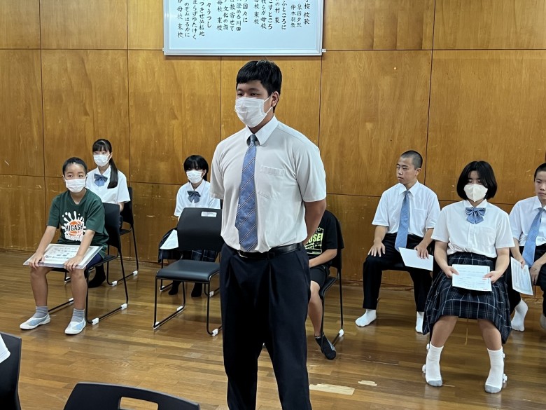 1学期表彰朝会の様子